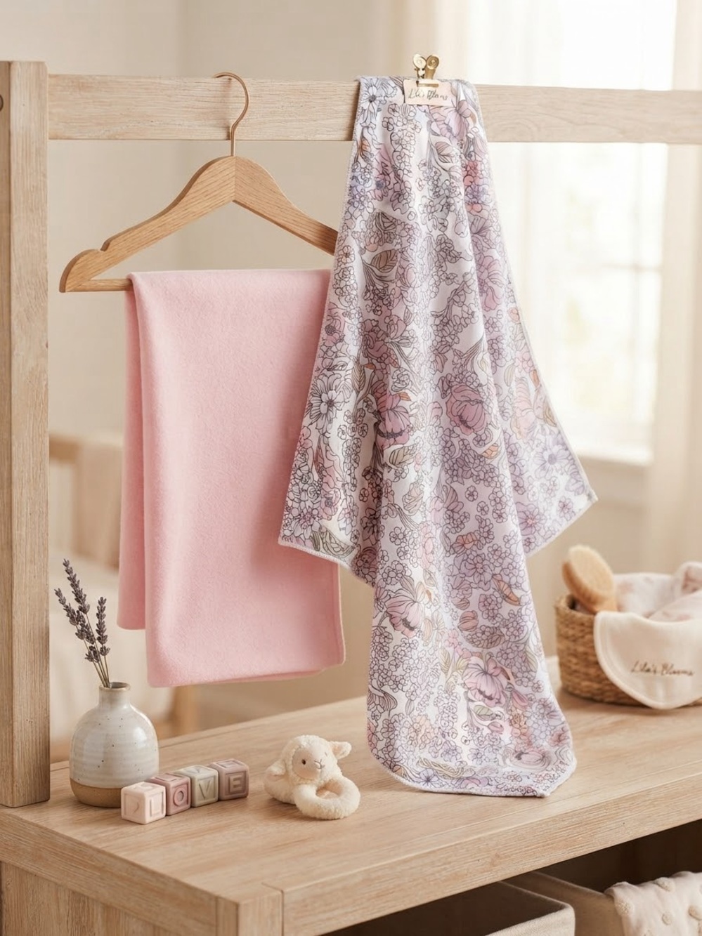 Soft Pink and Floral Baby Blankets